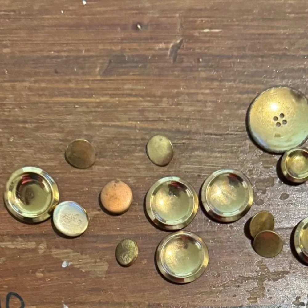 Vintage Mixed‎ Brass Gold Tone Buttons Lot Domed Blazer Flat Craft Sewing 15pc